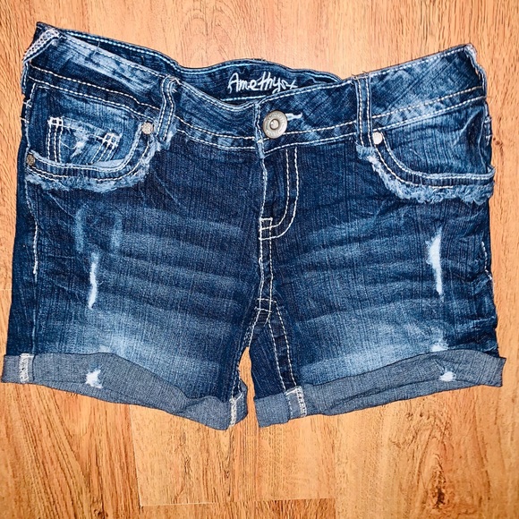 Amethyst Jeans Pants - Amethyst Blue Jean Distressed Shorts